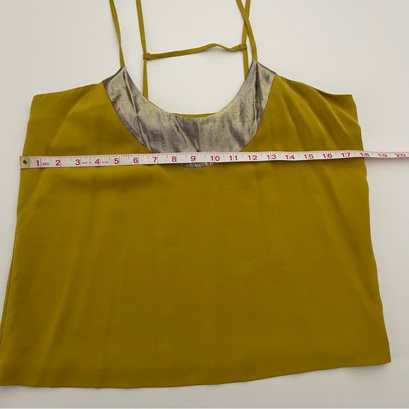 Diane Von Furstenberg Festive chartreuse Silk Cami Top size 10 - Picture 7 of 7